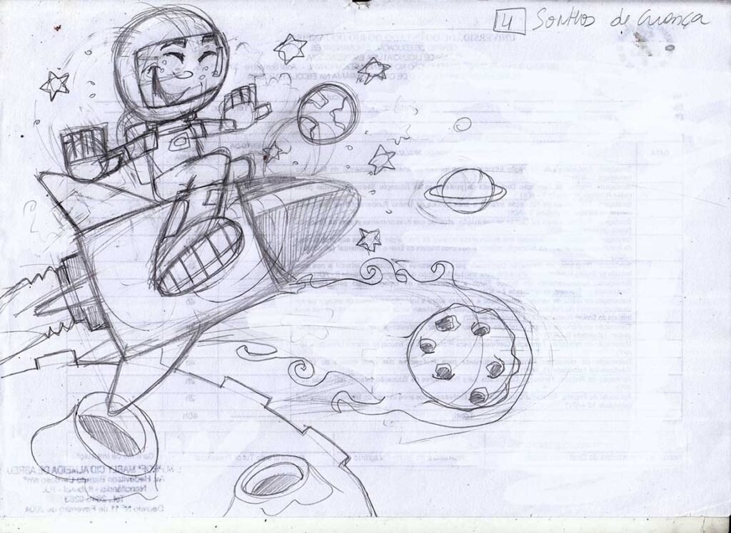 O Astronauta- Ilustração infantil para livro