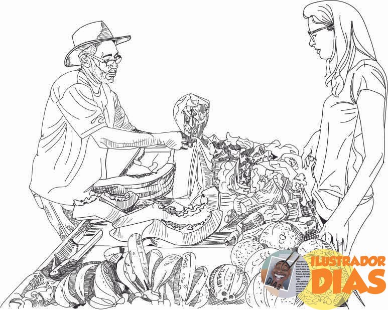 Ilustração em preto e branco