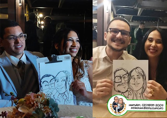 Caricatura ao vivo em casamento: No Sollar Macembu!