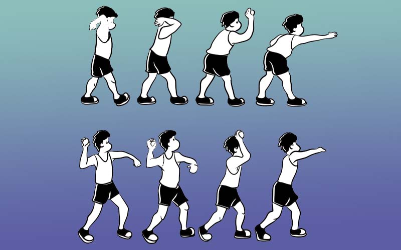 Ilustração no estilo cartoon: Jogando bola