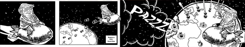 Donald Trump vs. Irã: Charge Editorial para o Jornal 